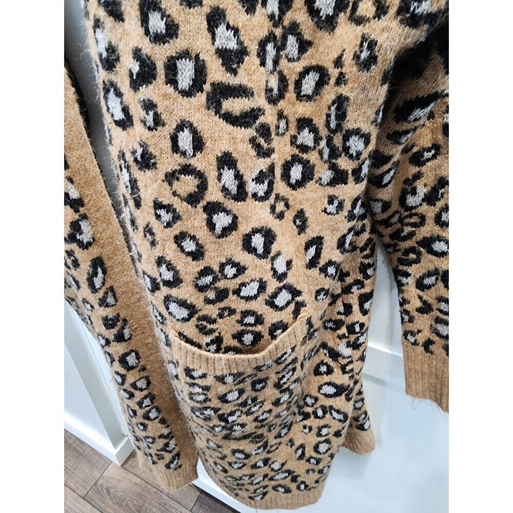 Jodifl Open Front Leopard Long Cardigan Sweater Women’s Medium Soft Fall Pockets - Picture 2 of 6